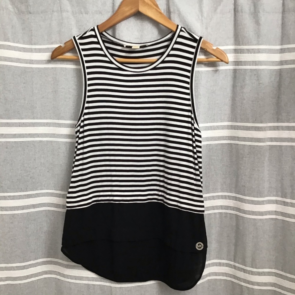MICHAEL KORS / Womens Black and White Striped Tank Top Size XS